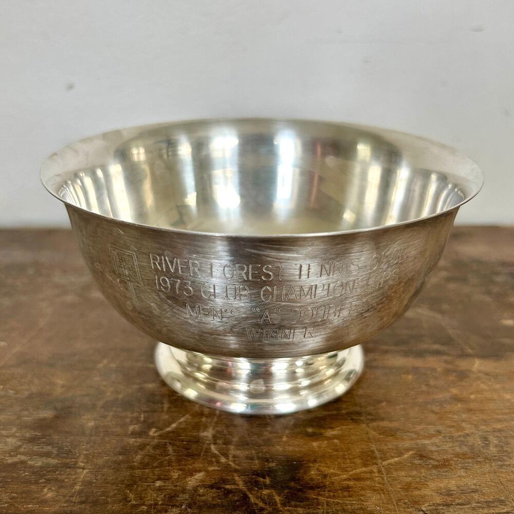1973 Vintage Tennis Trophy Bowl | Mid Century Sports Decor | Cottagecore
